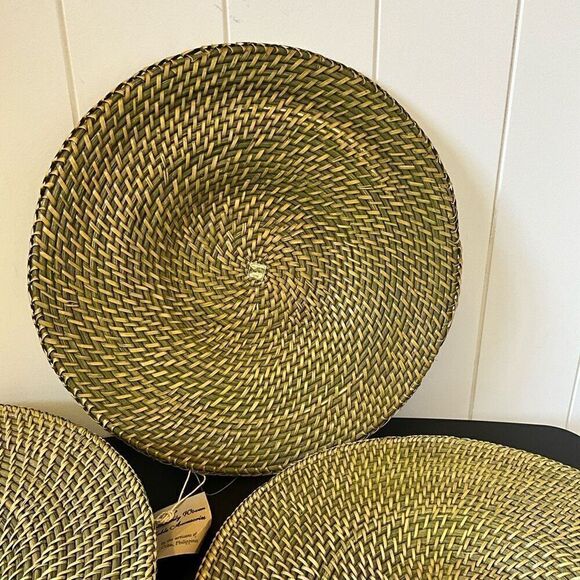 Kitchen Table Dining Room Decor Woven Set of 5 Placemats Gold Black 13" NWT - Picture 9 of 11